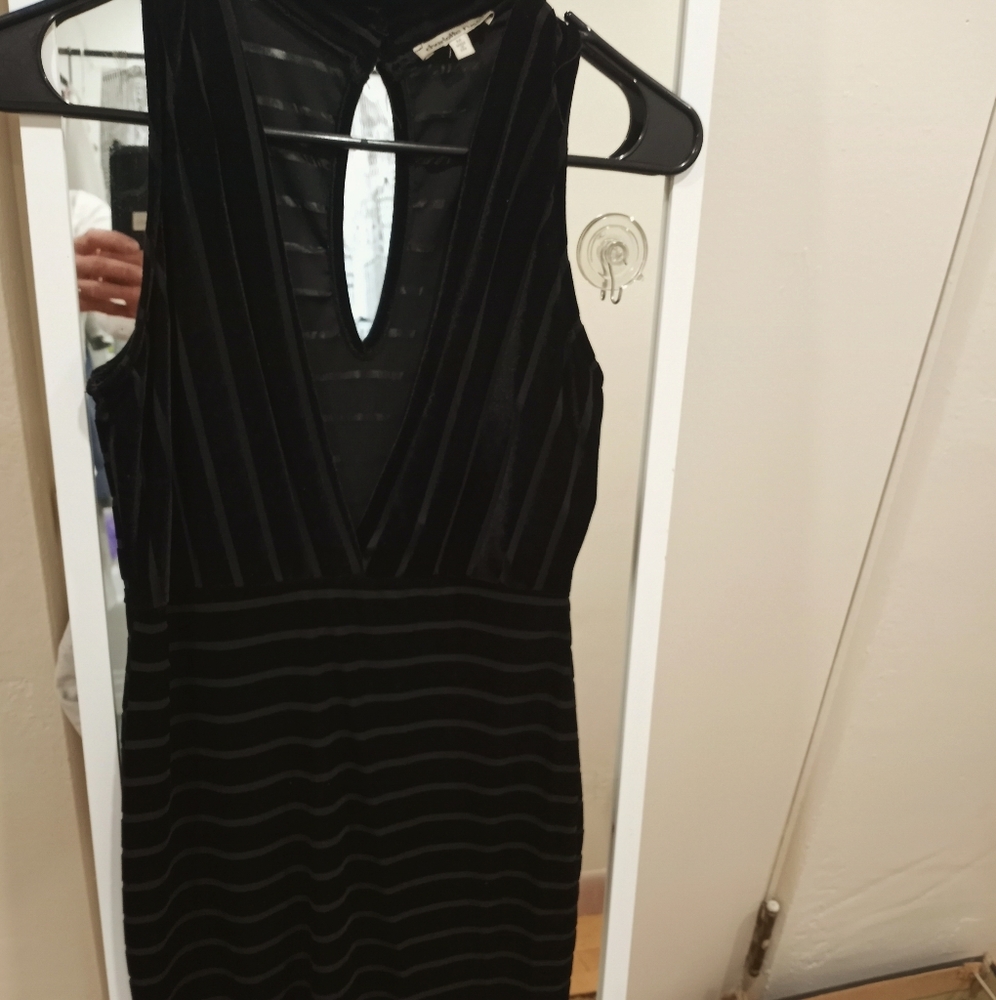 Black velvet mini dress